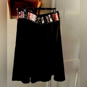 Autograph full skirt Maxi length narrow black corduroy. Embroidered ribbon waist